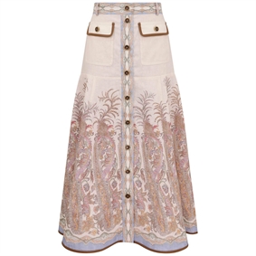 Zimmermann Alchemy A-Line Nederdel, Cream Paisley
